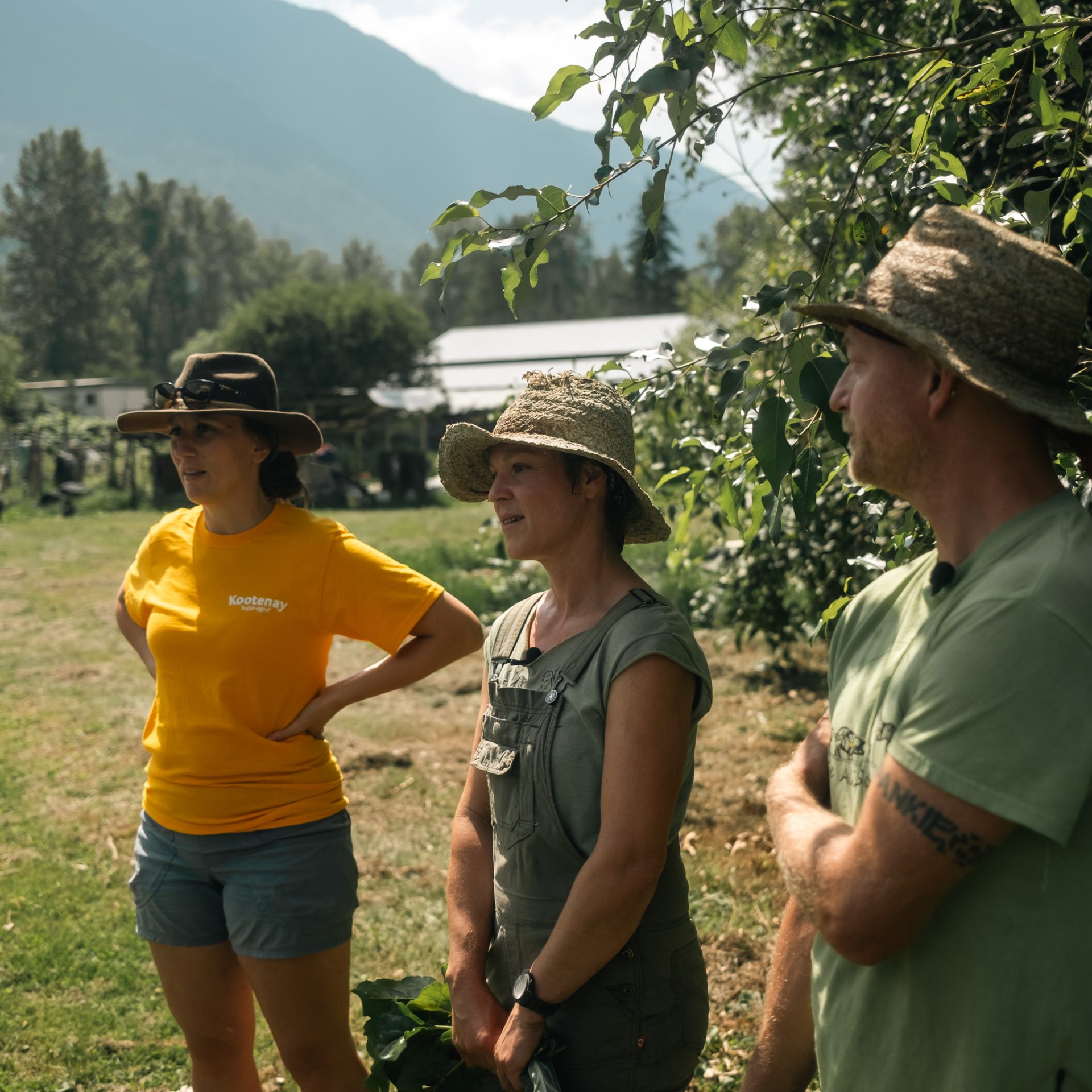 Amanda, Ang, and Gord at Crooked Horn Farm in Winlaw, BC.