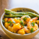 Ginataang - a Filipino stew with squash, green beans, and shrimp.