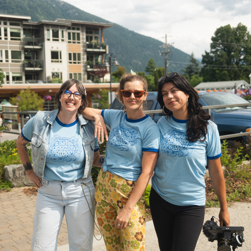 Marketing crew standing outside the store.